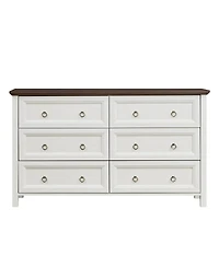 Clihome Farmhouse 6 Drawers Dresser Wood Rustic Wide Chest of Drawers, Storage Dressers Organizer