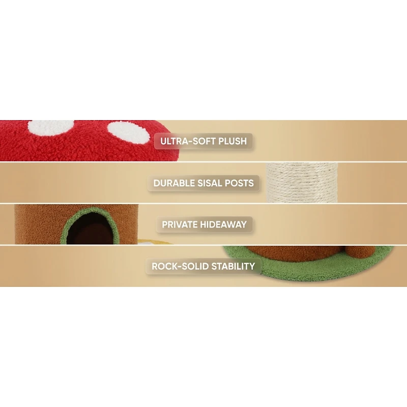 Streamdale Furniture mushroom cat tree with large condo platform ladder