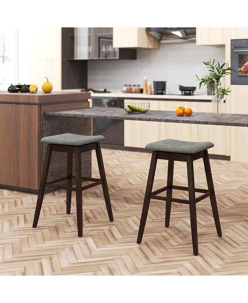 Slickblue Set of 2 Modern Swivel Bar Stools with Footrest and Durable Rubber Wood Legs