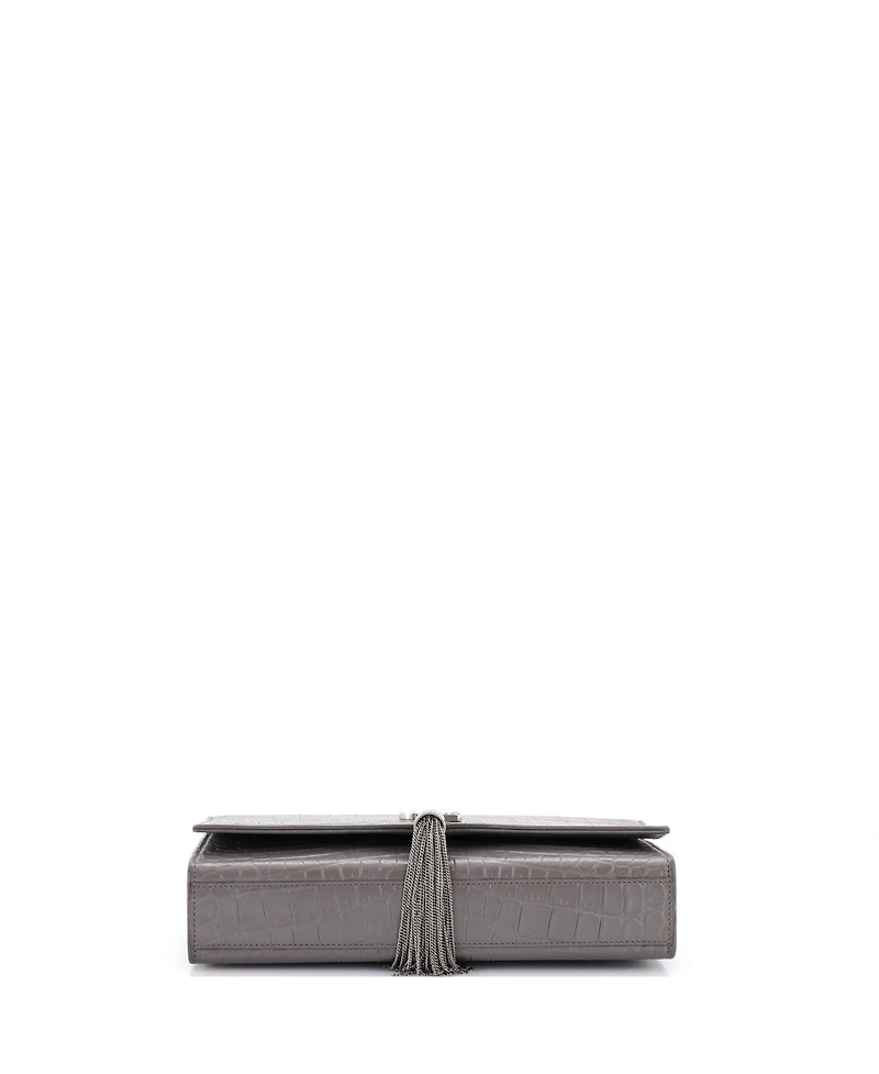 Pre-Owned Saint Laurent Medium Classic Monogram Tassel Crossbody Bag Embossed Leather