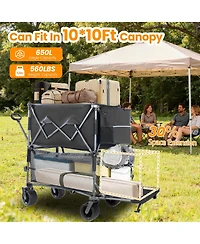Streamdale Furniture Heavy Duty Double-Layer Collapsible Wagon with All-Terrain Wheels