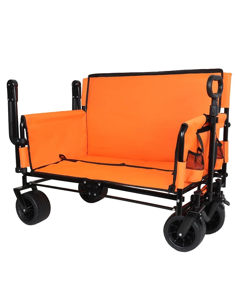 Streamdale Furniture 3-in-1 Folding Wagon Cart with Bench, Canopy, and Storage, 500lbs Capacity