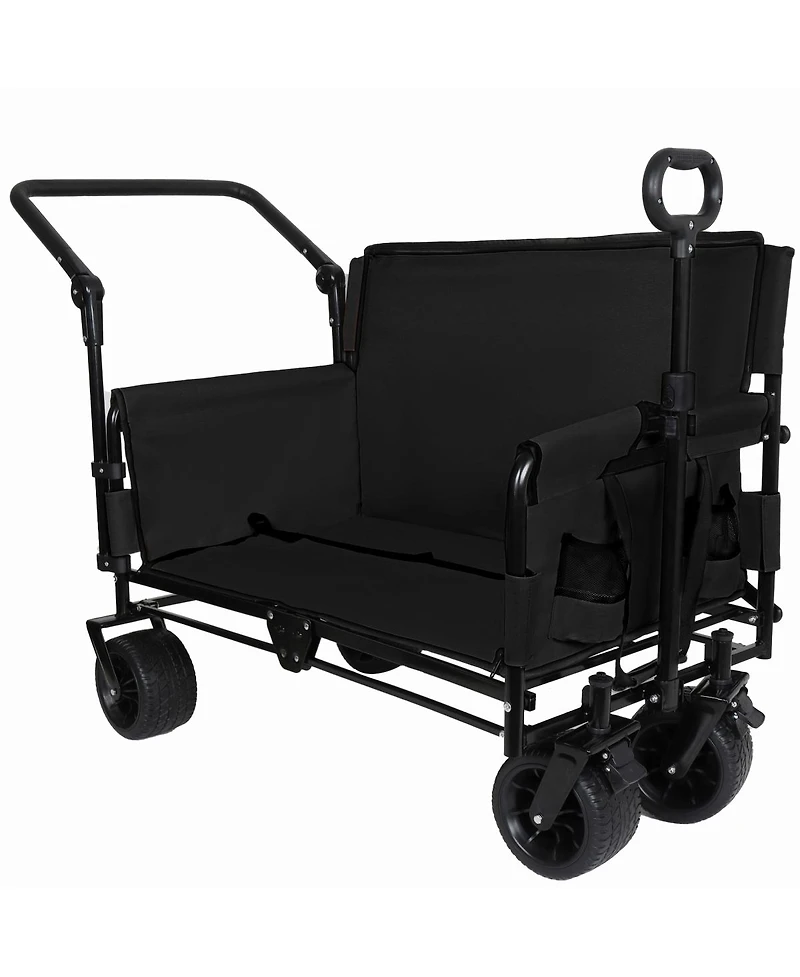 Streamdale Furniture 3-in-1 Folding Wagon Cart with Bench Seat, Canopy and Storage, 500lbs Capacity