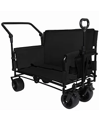 Streamdale Furniture 3-in-1 Folding Wagon Cart with Bench Seat, Canopy and Storage, 500lbs Capacity