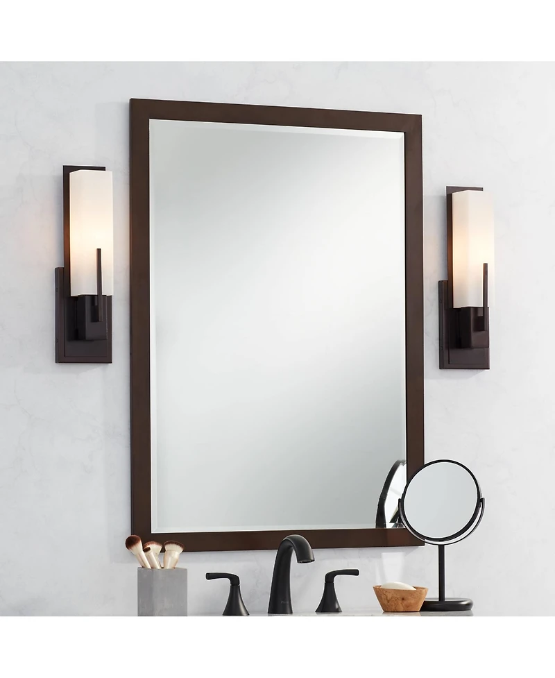 Possini Euro Design Midtown Modern Wall Light Sconces Set of 2 Hardwire 4 1/2" Fixture Glass Shade for Bedroom Bathroom Vanity Reading