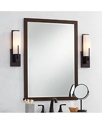 Possini Euro Design Midtown Modern Wall Light Sconces Set of 2 Hardwire 4 1/2" Fixture Glass Shade for Bedroom Bathroom Vanity Reading