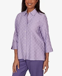 Alfred Dunner Women's Grand Bazaar Box Textured Button-Front Top