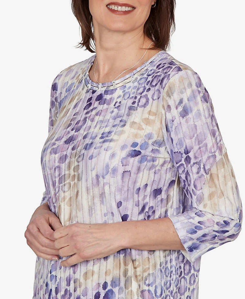 Alfred Dunner Women's Grand Bazaar Animal Print Ribbed Knit Top