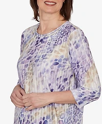 Alfred Dunner Women's Grand Bazaar Animal Print Ribbed Knit Top