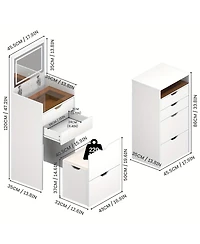 Streamdale Furniture 3-in-1 Multifunctional Dressing Table Set with Mirror, Drawers