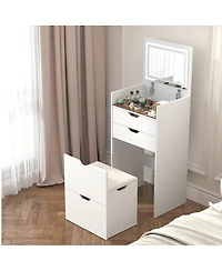 Streamdale Furniture 3-in-1 Multifunctional Dressing Table Set with Mirror, Drawers