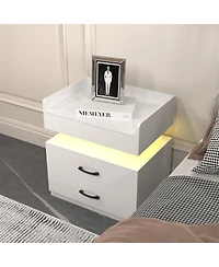 Streamdale Furniture 2-Drawer Nightstand with Adjustable Led Strip Light