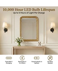 Bell + Howell Set of 2 Scallop Shade Dimmable Led Rechargeable Cordless Touch Control Lights Wall Sconces