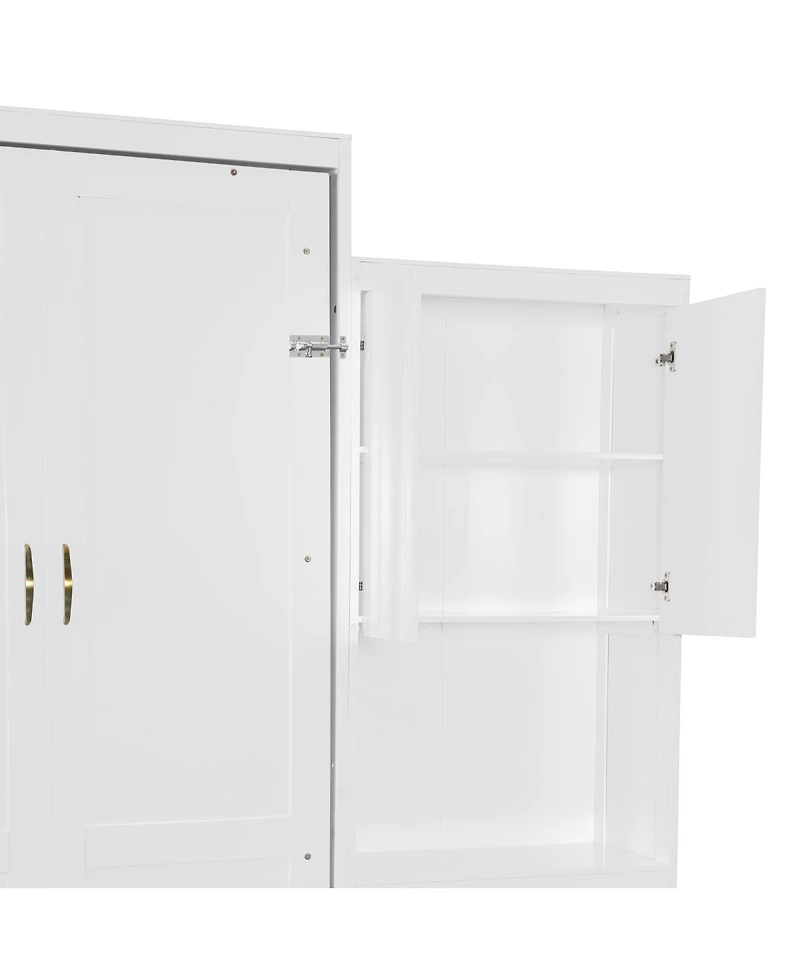 Streamdale Furniture Queen Size Murphy Bed with Desk, Vanity and Cabinets