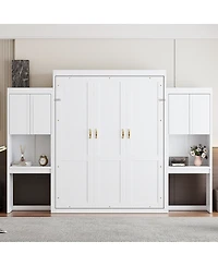 Streamdale Furniture Queen Size Murphy Bed with Desk, Vanity and Cabinets