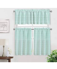 Kate Aurora 3 Piece Claire Embroidered Cafe Rod Pocket Kitchen Curtain Tier And Valance Set