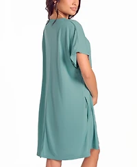 iCollection Woman's Soft Breathable Night Shirt with Side Pockets