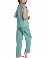 iCollection Plus Soft Breathable Pajama Set with Cap-Sleeve Top and Jog pants