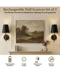 Bell + Howell Set of 2 Modern Metal Shade Dimmable Led Rechargeable Cordless Touch Control Lights Wall Sconces
