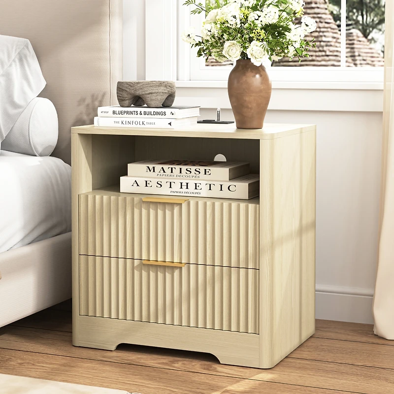 Streamdale Furniture Smart Nightstand with Charging Station and Storage Cabinet