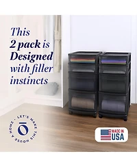 Homz Tall Solid Plastic 4 Drawer Medium Storage Cart with Wheels