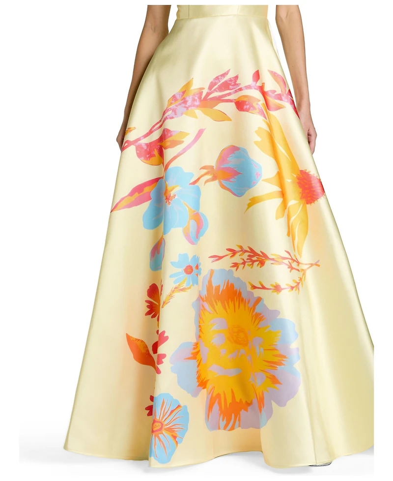 Mac Duggal Women's Strapless Floral Printed Mikado Ball Gown