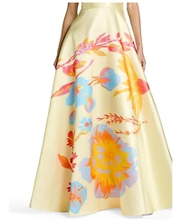 Mac Duggal Women's Strapless Floral Printed Mikado Ball Gown