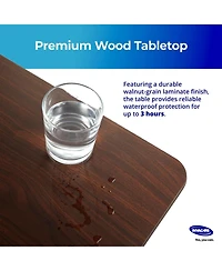 Invacare Adjustable Medical Bedside Table - Waterproof Rolling Hospital Tray Table w/L-Shaped Base
