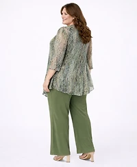 R & M Richards Plus Tank Top, Jacket, and Pants, 3-Piece Set