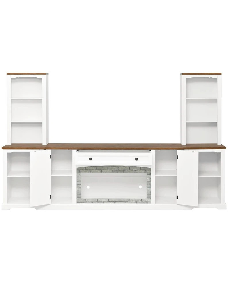 Streamdale Furniture 3-Piece Farmhouse Tv Stand Set with Curved Cabinets for TVs Up to 70