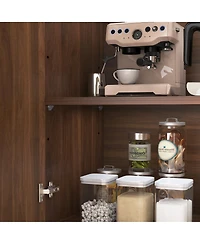 Streamdale Furniture Walnut-Finish Carved Storage Cabinet with Adjustable Shelves