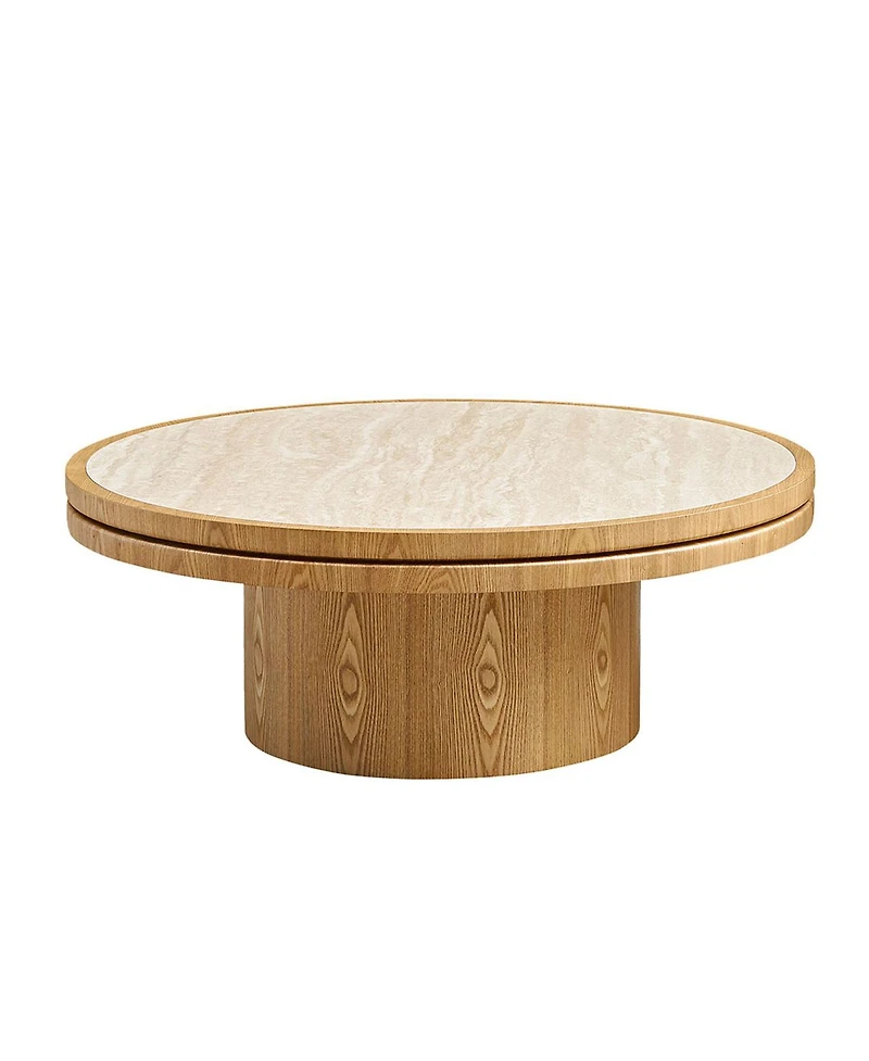Streamdale Furniture 35.43" Sintered Stone Coffee Table with Sturdy Mdf Pedestal