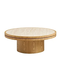 Streamdale Furniture 35.43" Sintered Stone Coffee Table with Sturdy Mdf Pedestal