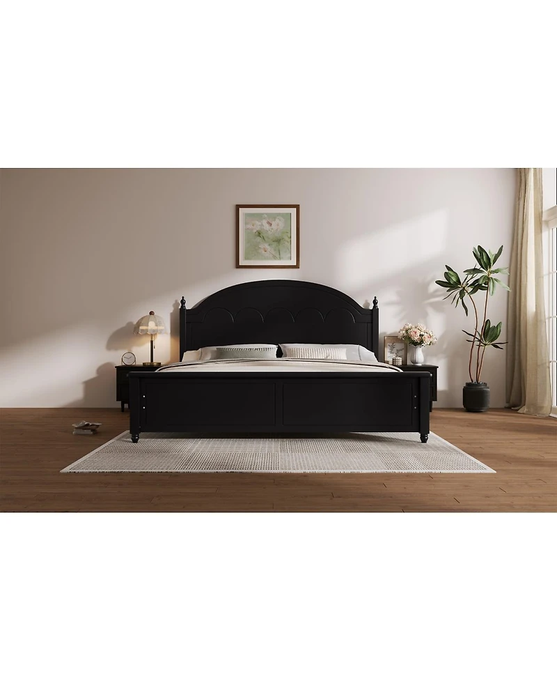 Streamdale Furniture King size Wooden Bed Frame with Arched Headboard and Classic Design