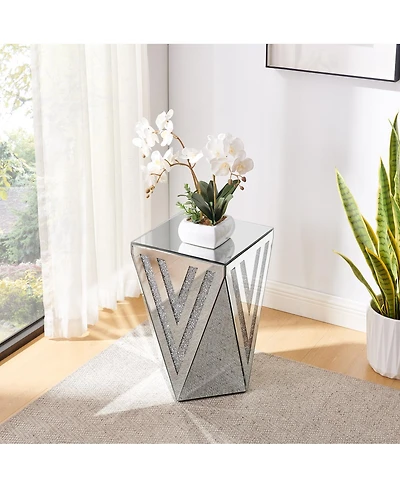 Streamdale Furniture Inverted Triangular Crystal Diamond Inlaid Square Side Table