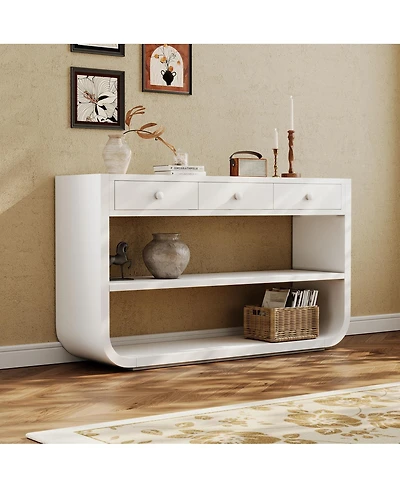 Streamdale Furniture Modern Curved Console Table with 3 Drawers and 2 Shelves