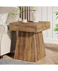 Tribesigns Square Side Table Set of 2, Farmhouse Small End Table with Wide Base, Rustic Small Nightstand Beside Bed