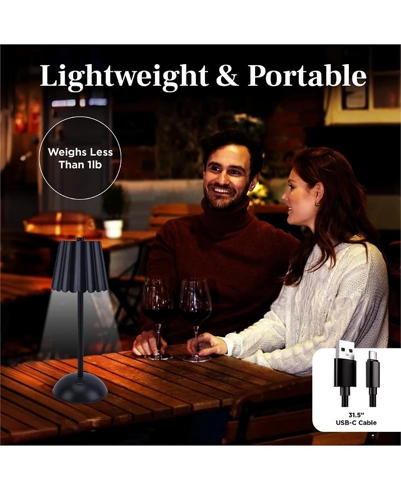 Bell + Howell Rechargeable Scalloped Design Portable Led Light with 3 Dimmable Modes Table Lamp
