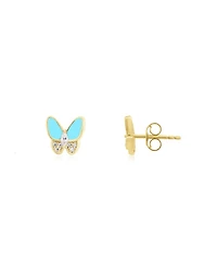 The Lovery Turquoise Cz Butterfly Stud Earrings 14K Gold-Plated Sterling Silver