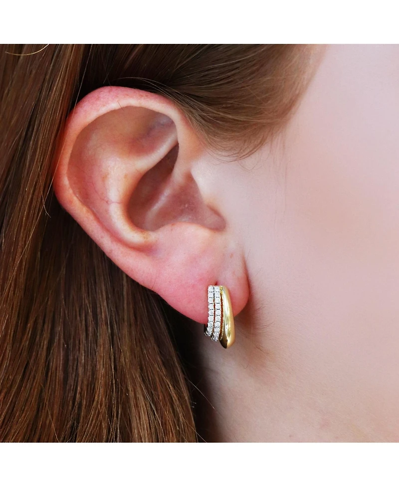 The Lovery Triple Cz Huggie Hoop Earrings 14K Sterling Silver