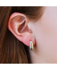 The Lovery Triple Cz Huggie Hoop Earrings 14K Sterling Silver