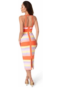 Bebe Women's Colorful Striped Bandage Midi Dress