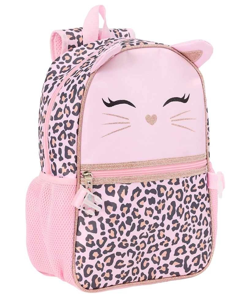 Biz & Bean Toddler Girls' Butterfly Preschool Cat Graphic Design Backpack and Lunch Bag, 2-Piece Set