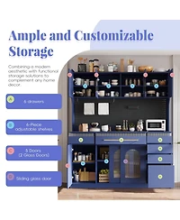 Streamdale Furniture 63'' W Freestanding Buffet with Hutch, Coffee Bar Storage Cabinet