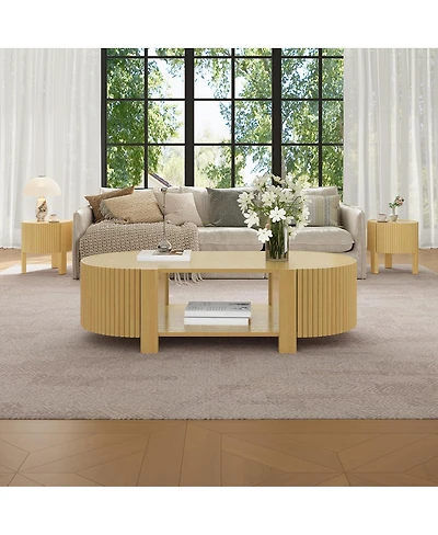 Streamdale Furniture 3-Piece Solid Rubberwood Coffee and Side Table Set