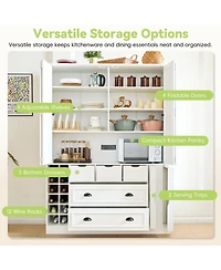 Streamdale Furniture Farmhouse 71''H Large Kitchen Pantry with Power Outlet and 4 Foldable Doors