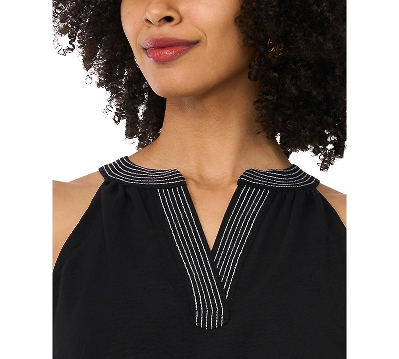 Vince Camuto Women's Contrast Trapunto Stitch V-Neck Maxi Dress