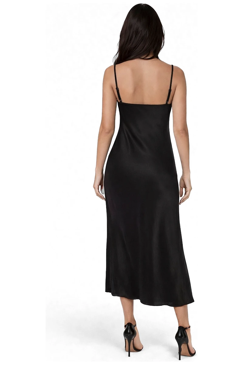 Bebe Women's Crushed Satin Cowl Maxi Dress
