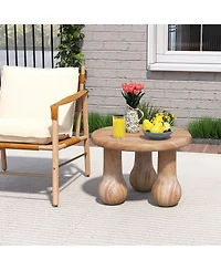 Gymax 24'' Small Solid Mahogany Wood Coffee Table With Thickened Top Column Legs for Porch