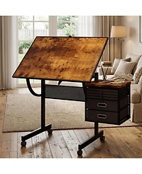 Streamdale Furniture Streamdale 1500-Piece Jigsaw Puzzle Table with 4 Trays, 2 Drawers and Wheels